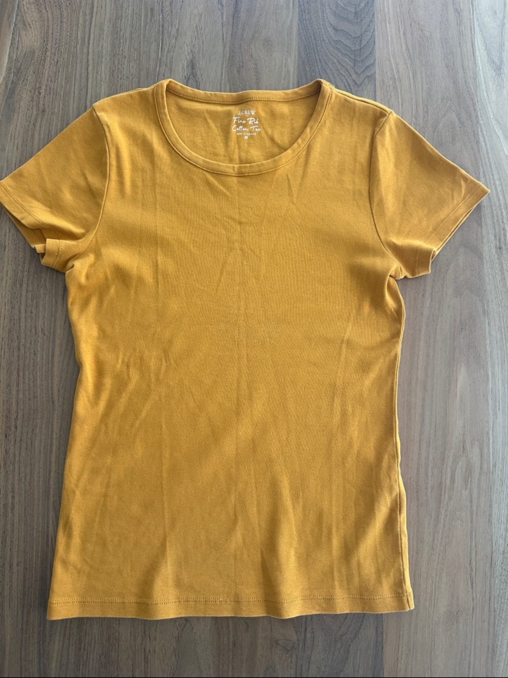 J.Crew Fine Rib Cotton T-Shirt Medium Mustard Gold Short Sleeve